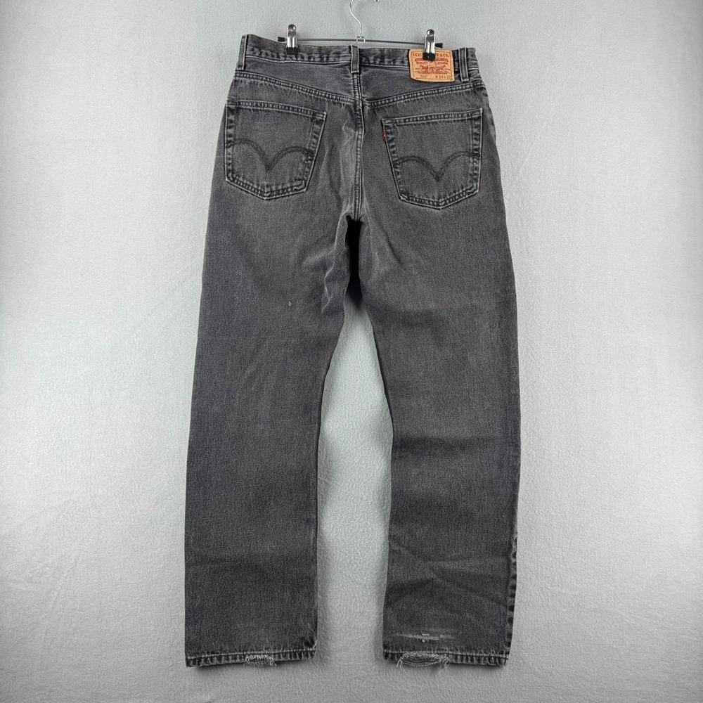 Levis Jeans Mens 34x32 (Fits 33x31) Faded Black 505 Straight Leg Vintage Y2K